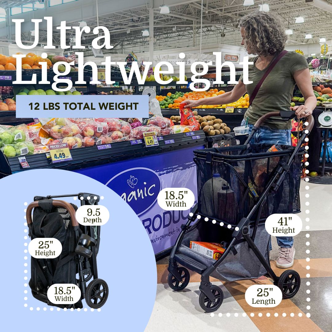 Lightweight & Foldable Personal Shopping Cart (NOT Stability Shopper)