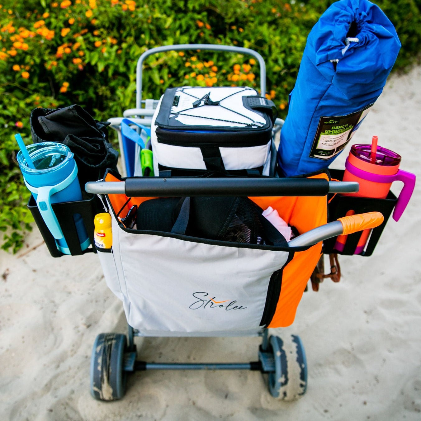 Beach Cart by Strolee - Best Foldable Large Balloon Tires for Soft